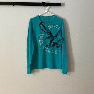 Men's American Eagle Turquoise Long Sleeve Shirt